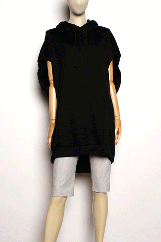 Black Sleeveless Hoodie