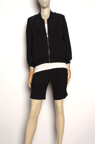 Black Reversible Bomber Jacket
