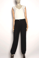 Black Single Pleat Pant